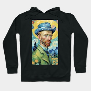 Starry Night Reverie: Van Gogh Portrait Inspired by Starry Night Painting Hoodie